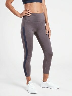 WAP139 {Athleta} "Ultimate Stash Pocket 7/8 Tight" Navy Blue Spacedye Leggings